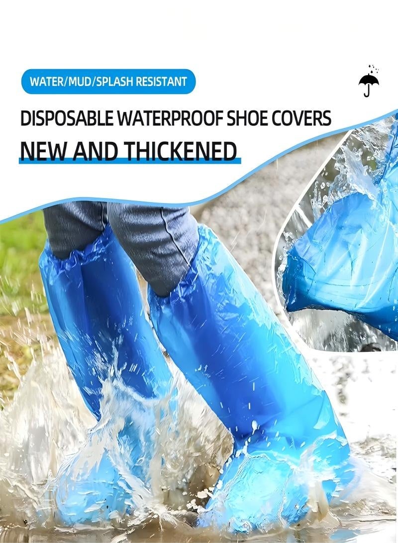 Disposable Shoe Covers and Thicker Boot,70cm Tall Large,Waterproof Sandproof Anti-Slip Overshoe (10 Pairs),Outdoor Indoors Overshoes(Blue) - Image 2